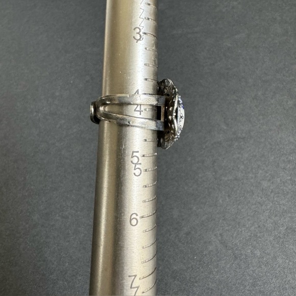 Vintage Delft Blue Ring Dutch Windmill Scene Painted Porcelain Ornate Adjustable - Picture 9 of 10